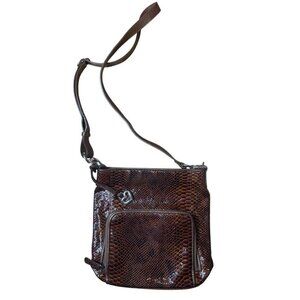 Brighton Brown Faux Snakeskin Crossbody Bag